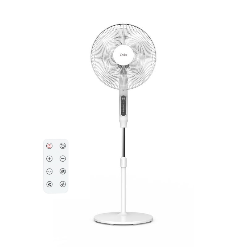 Osio OSF-9015 Αθόρυβος Ανεμιστήρας Δαπέδου 16” με BLDC motor, 24 ταχυτήτων με Οθόνη και Τηλεχειριστήριο-24Watt  Λευκός 